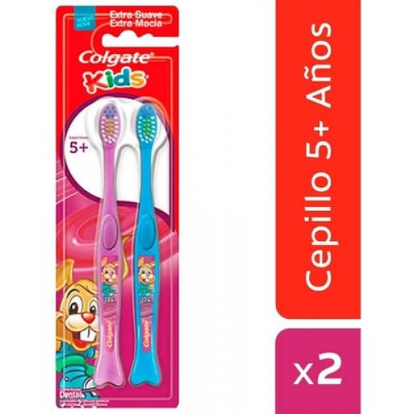 Colgate Kids Cepillo Dental Extra Suave +5 Años Pack 2 Unidades