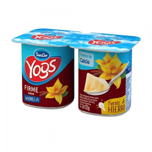 Yogs Yogur Firme Entero Vainilla 2x125gr