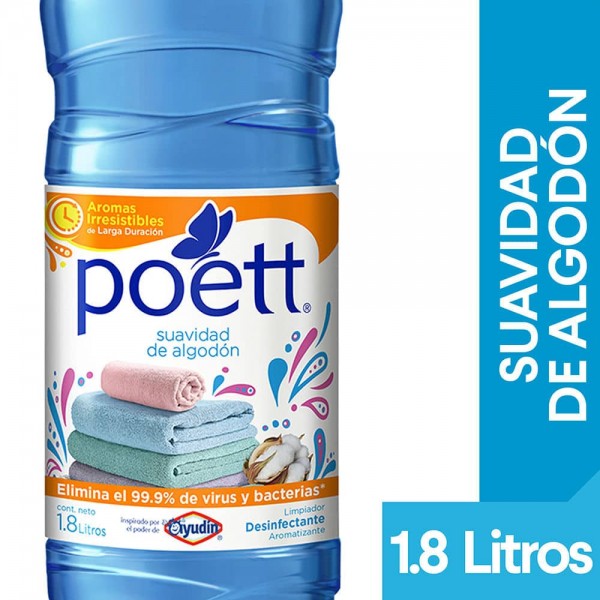 Poett Limpiador Desinfectante Aromatizante Liquido Suavidad De Algodon 1.8L