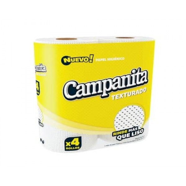 Campanita Papel Higienico Texturado Pack Por 4 Rollos 30mts c/u