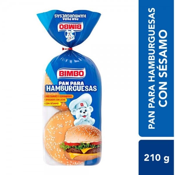 Bimbo Pan Para Hamburguesas con Sesamo 4 Unidades 210gr