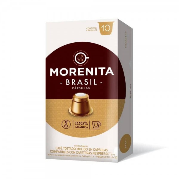Morenita Cafe Tostado Molido En Capsulas Brasil 52gr