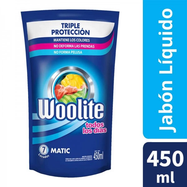 Woolite Jabon Liquido Para Lavarropa Automatico Todos Los Dias 450ml