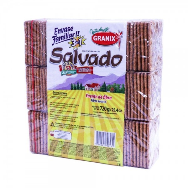 Granix Galletitas Crackers Con Salvado Envase Familiar 3 En 1 720gr