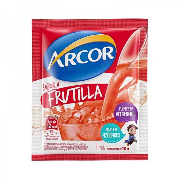 Arcor Jugo en Polvo Sabor a Frutilla Bajo en Azucares 18gr