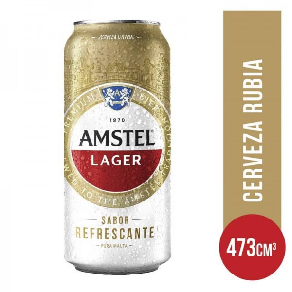 Amstel Lager Cerveza Pura Malta Lata 473ml