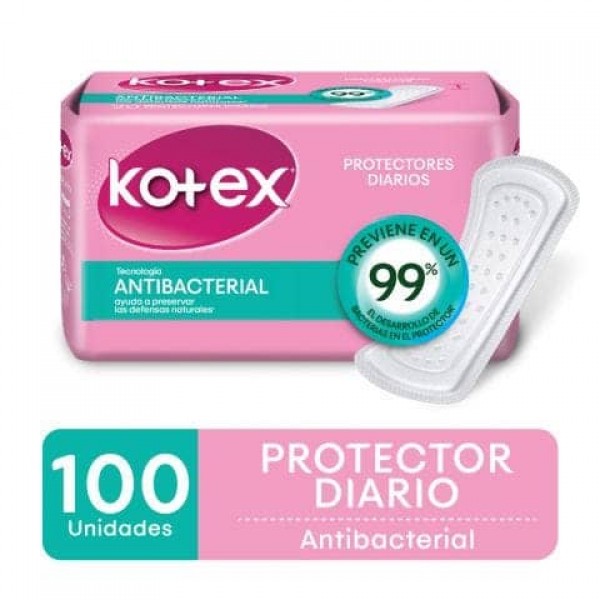 Kotex Protectores Diarios Tecnologia Antibacterial 100 Unidades