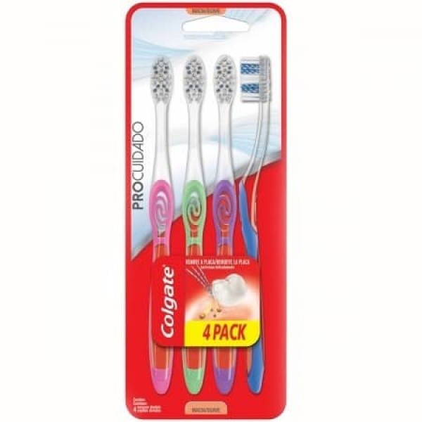 Colgate Cepillo Dental Pro Cuidado Suave Pack Anual 4 Unidades