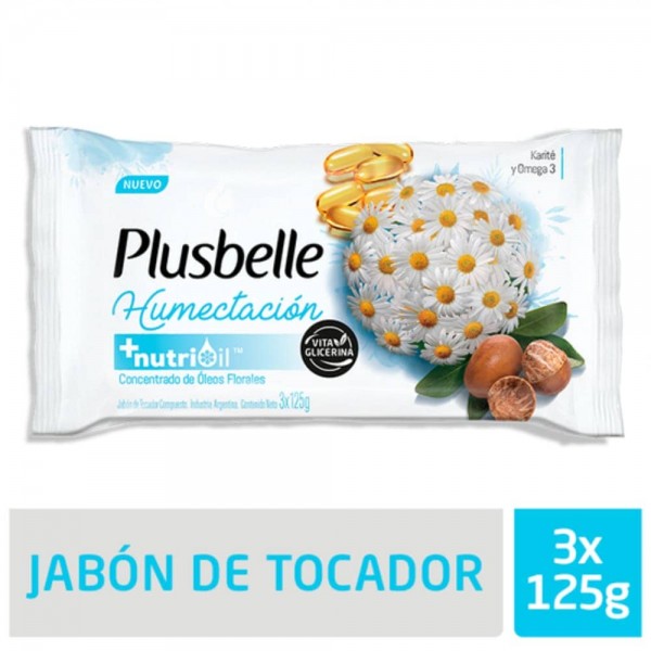 Plusbelle Jabon De Tocador Humectación Concentrado Con Óleos Florales 3x125gr