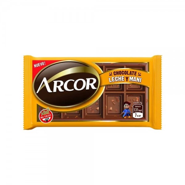 Arcor Chocolate Con Leche Y Mani 25gr
