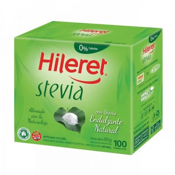 Hileret Stevia Endulzante Natural 100 Sobres 80gr