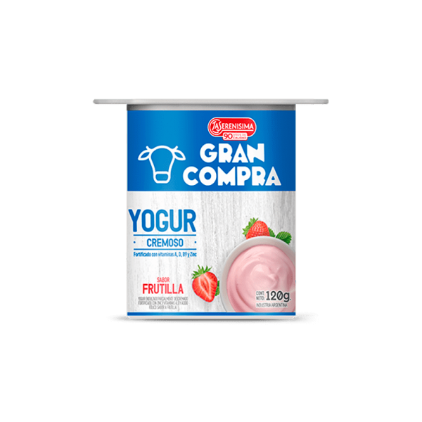 Gran Compra Yogur Cremoso Fortificado con Vitamina A y D Sabor Frutilla 120gr