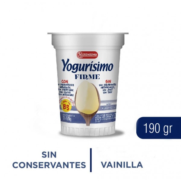 Yogurisimo Yogur Firme Con Probioticos Sabor Vainilla 190gr