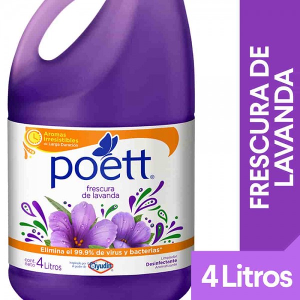 Poett Limpiador Desinfectante Aromatizante Frescura de Lavanda 4L