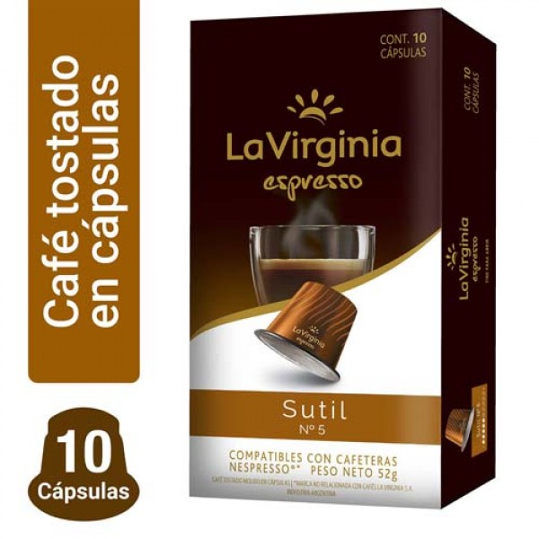 La Virginia Espresso Cafe Sutil N5 10 Unidades 52gr