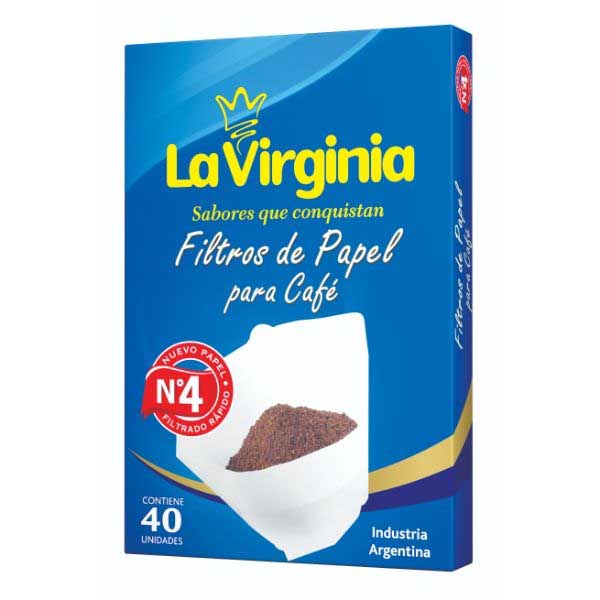 La Virginia Filtro De Papel Para Cafe N4 40 Unidades 125gr