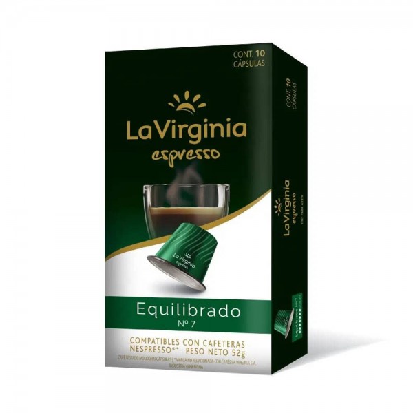 La Virginia Espresso Cafe Tostado Molido En Capsulas Equilibrado Nº7 52gr