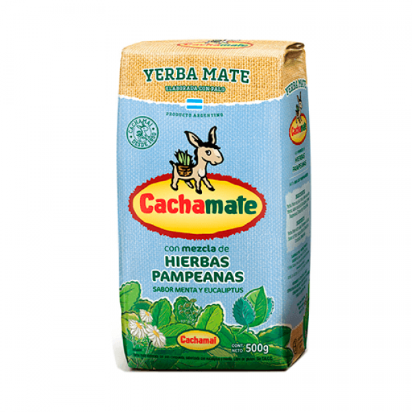 Cachamate Yerba Mate Con Palo Con Mezcla De Hierbas Pampeanas Sabor Menta Y Eucaliptus 500gr