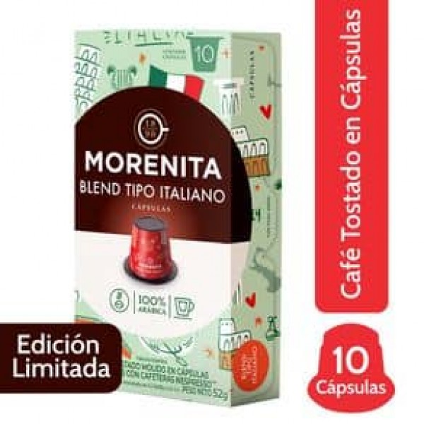Morenita Cafe Tostado Molido En Capsulas Blend Tipo Italiano 52gr
