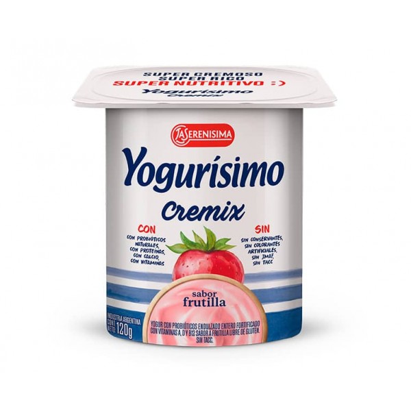 Yogurisimo Cremix Yogur Con Probioticos Naturales Sabor Frutilla 120gr