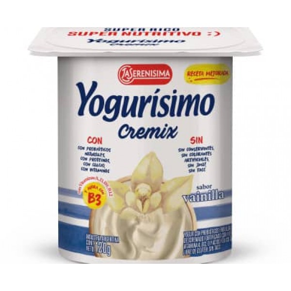 Yogurisimo Cremix Yogur Con Probioticos Naturales Sabor Vainilla 120gr