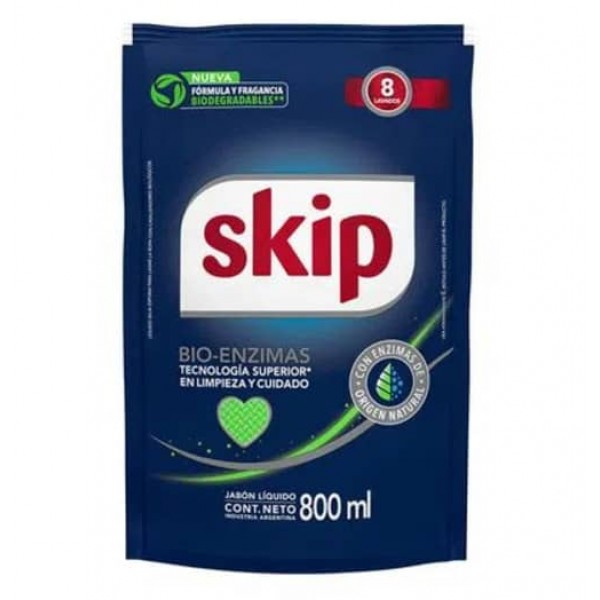 Skip Jabon Liquido Con Bio-Enzimas Doypack 800ml