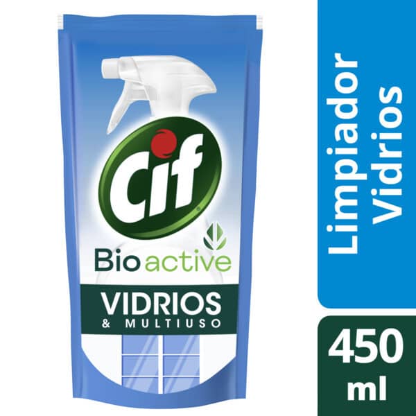 Cif Bio Active Limpiador Liquido Vidrios Y Multiuso Doypack 450ml