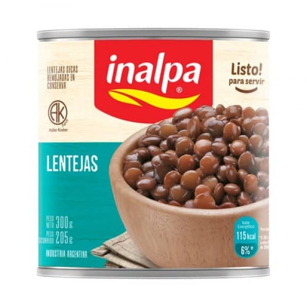 Inalpa Lentejas Secas Remojadas 300gr