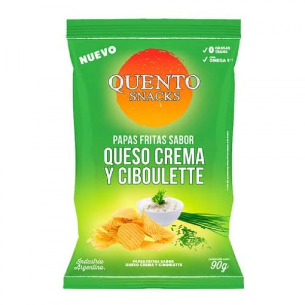 Quento Snacks Papas Fritas Sabor Queso Crema y Ciboulette 90gr