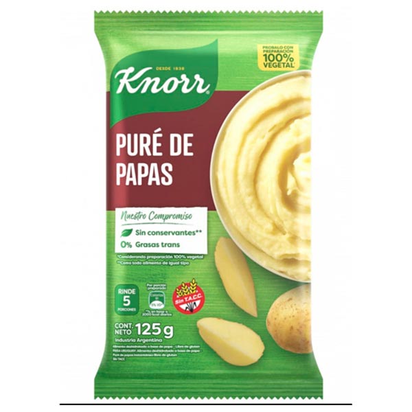 Knorr Puré de Papas Instantáneo Rinde 5 Porciones 125gr