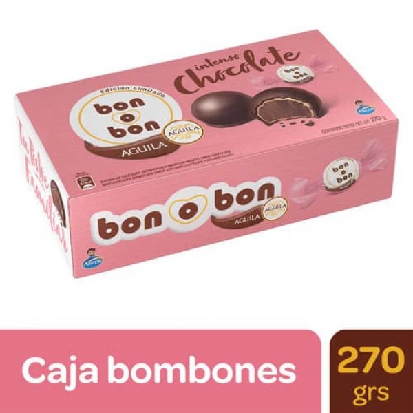 Bon O Bon Bombones De Chocolate Semiamargo Y Oblea Con Relleno Sabor Chocolate Aguila Caja 18 Unidades 270gr