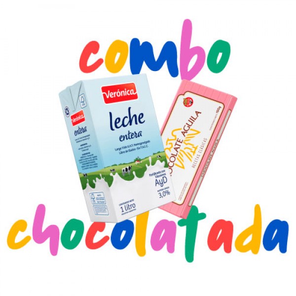 COMBO CHOCOLATADA P/TAZA - 1 Tableta de Chocolate Familiar - 1 Leche Entera Liquida
