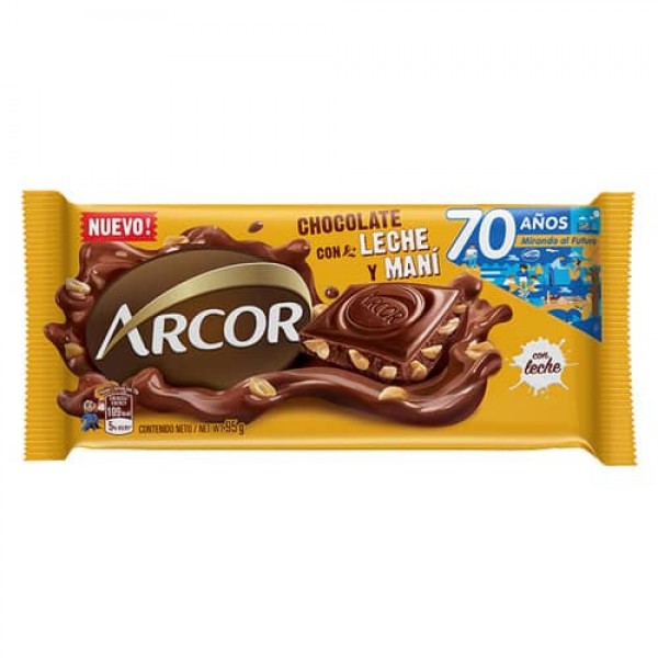 Arcor Chocolate Con Leche Y Mani 95gr