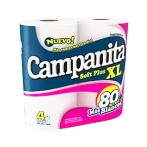 Campanita Papel Higienico Soft XL 80mts 4 Unidades