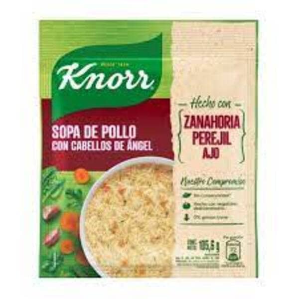 Knorr Sopa De Pollo Con Fideos Cabello De Angel, Zanahoria, Perejil Y Ajo 105,6gr