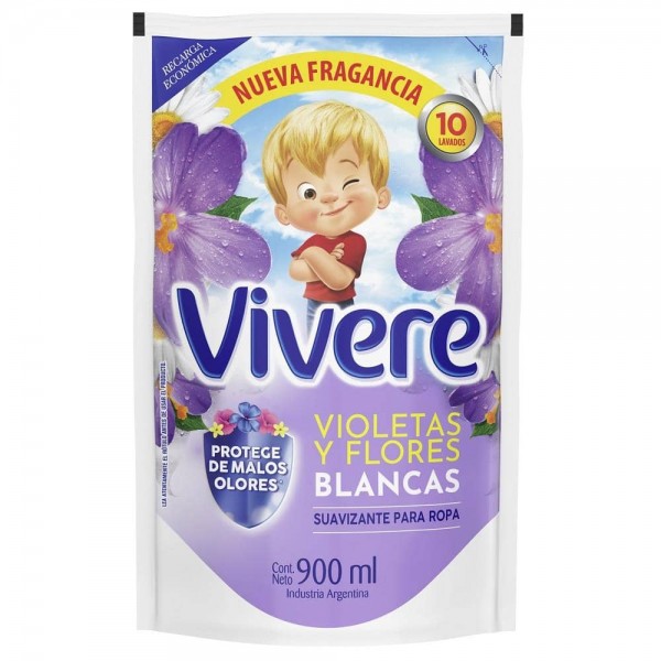 Vivere Suavizante Para Ropa Violetas Y Flores Blancas Doypack 900ml