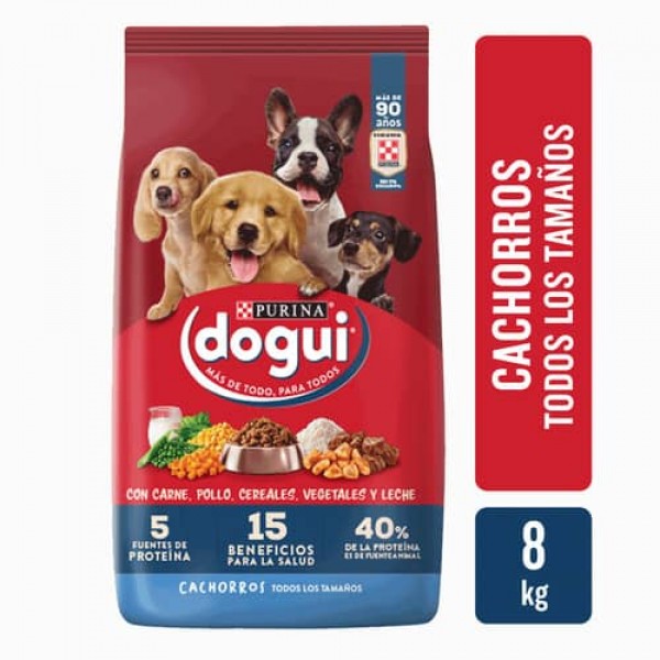 Dogui Alimento Para Perros Cachorros Con Carne, Pollo, Cereales, Vegetales Y Leche 8kg