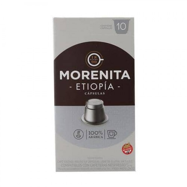 Morenita Cafe Tostado Molido En Capsulas Etiopia 52gr