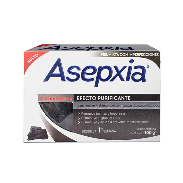 Asepxia Jabon Para Piel Mixta Con Imperfecciones Carbon Detox 100gr