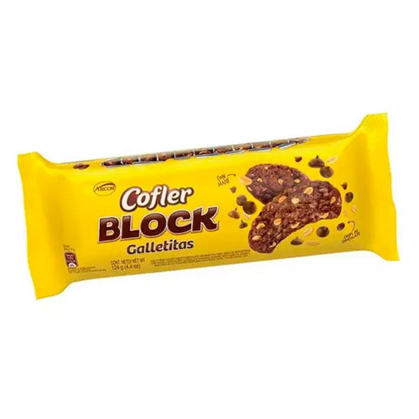 Cofler Block Galletitas Dulces Sabor Chocolate Con Mani 124gr