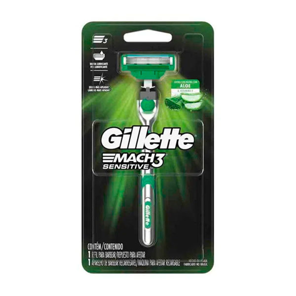 Gillette Mach3 Sentitive Con Aloe 1 Maquina De Afeitar Mas 1 Cartucho
