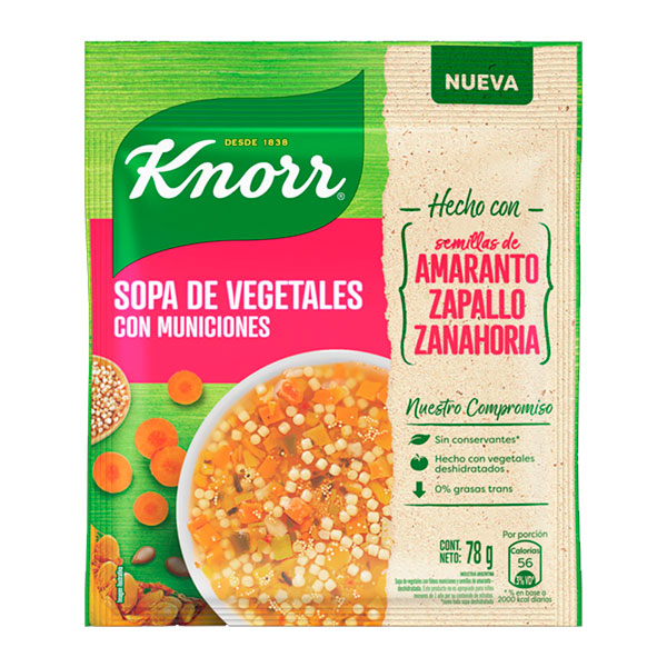 Knorr Sopa De Vegetales Con Municiones Amaranto Zapallo Zanahoria 78gr