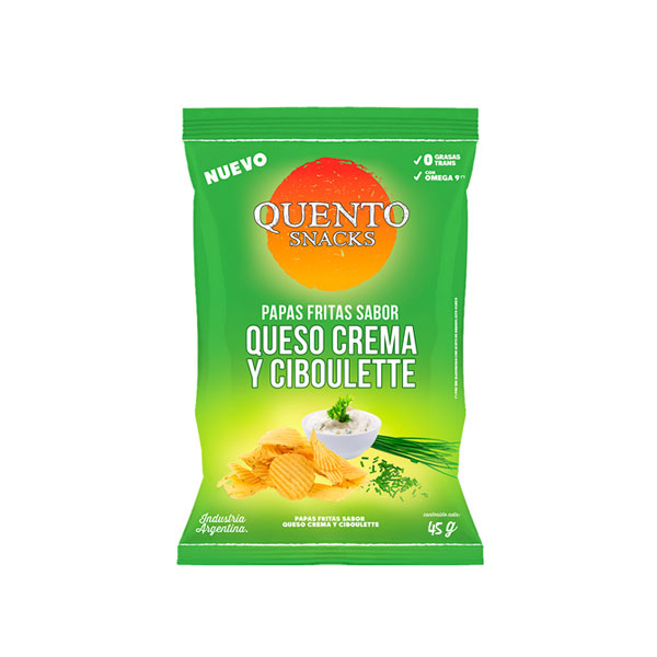 Quento Snacks Papas Fritas Sabor Queso Crema Y Ciboulette 45gr