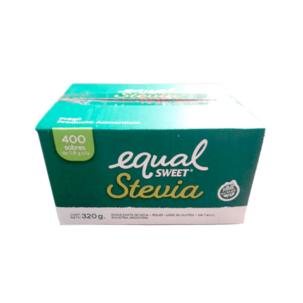 Equal Sweet Stevia Endulzante De Mesa En Polvo Dietetico 400 Sobres De 0.8gr