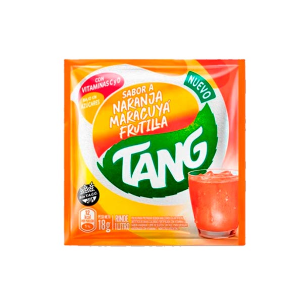 Tang Jugo En Polvo Sabor a Naranja Maracuyá y Frutilla 18gr