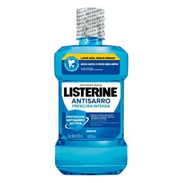 Listerine Enjuague Bucal Antisarro Frescura Intensa Menta 500ml