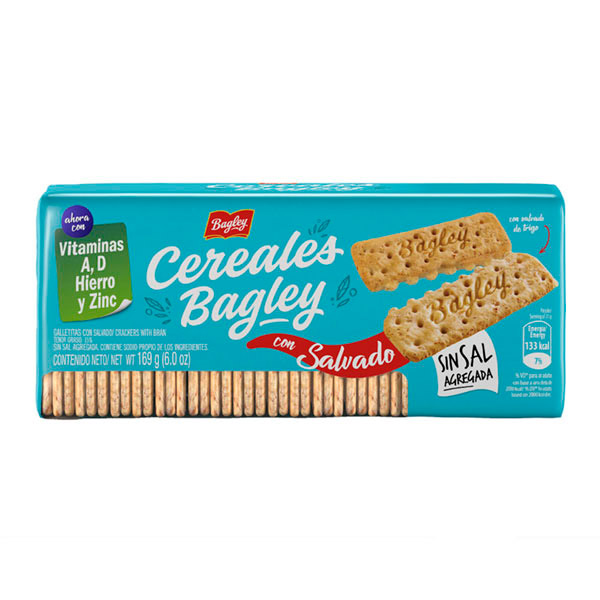 Cereales Bagley Galletas Con Salvado Sin Sal Agregada 169gr