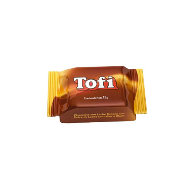 Tofi Chocolate Con Leche Relleno Con Dulce De Leche Con Sabor A RHUM 15gr