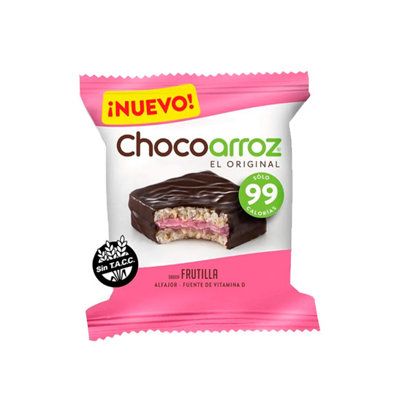 Chocoarroz Alfajor de Arroz Relleno con Frutilla Cubierto con Chocolate 22gr