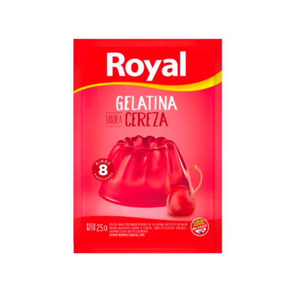 Royal Gelatina Sabor Cereza Rinde 8 Porciones 25gr